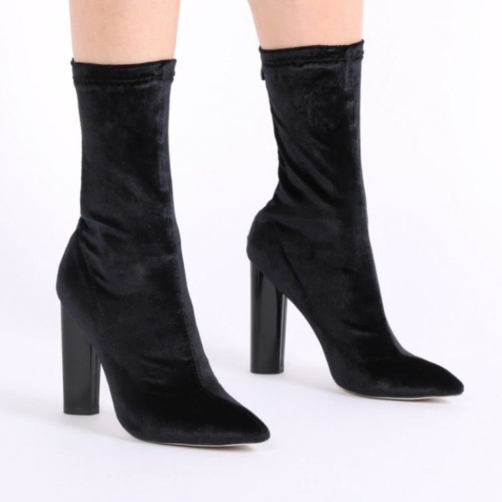 Public Desire velvet black booties 7